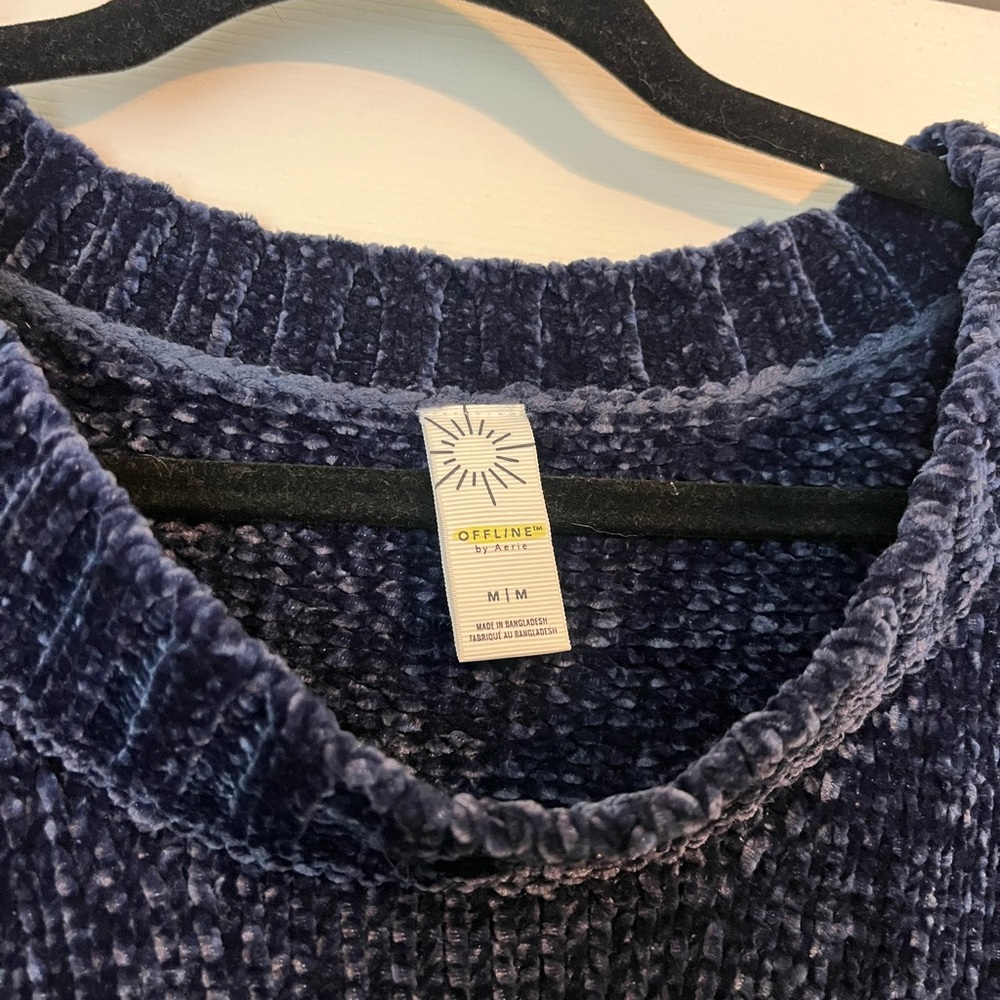 Offline By Aerie Chenille Striped Oversized Slouchy Off The shoulder Sweater - Picture 5 of 6